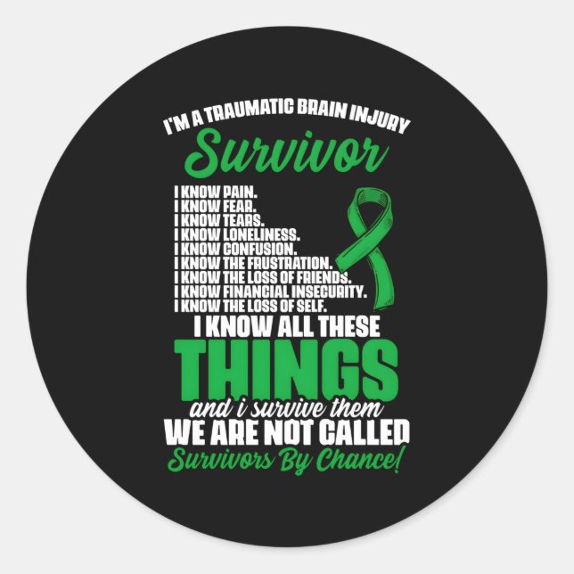 Traumatic Brain Injury Survivor Support Tbi Surviv Classic Round Sticker (Front)