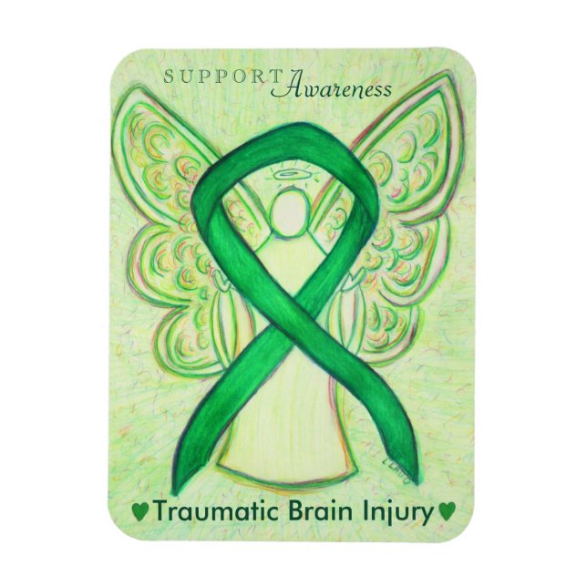 Traumatic Brain Injury TBI Awareness Ribbon Magnet (Vertical)