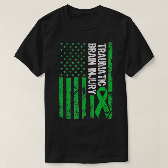 Traumatic Brain Injury TBI Green Ribbon Brain Surg T-Shirt (Design Front)