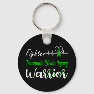 Traumatic Brain Injury Warrior Heartbeat Fight Gre Key Ring