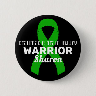 Traumatic Brain Injury Warrior Ribbon Black 6 Cm Round Badge