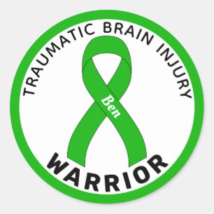 Traumatic Brain Injury Warrior Ribbon White Classic Round Sticker