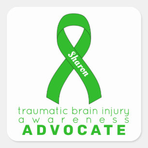 Traumatic Brain Injury Warrior White Square Sticker