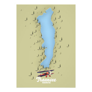 Traunsee Austrian lake map Poster