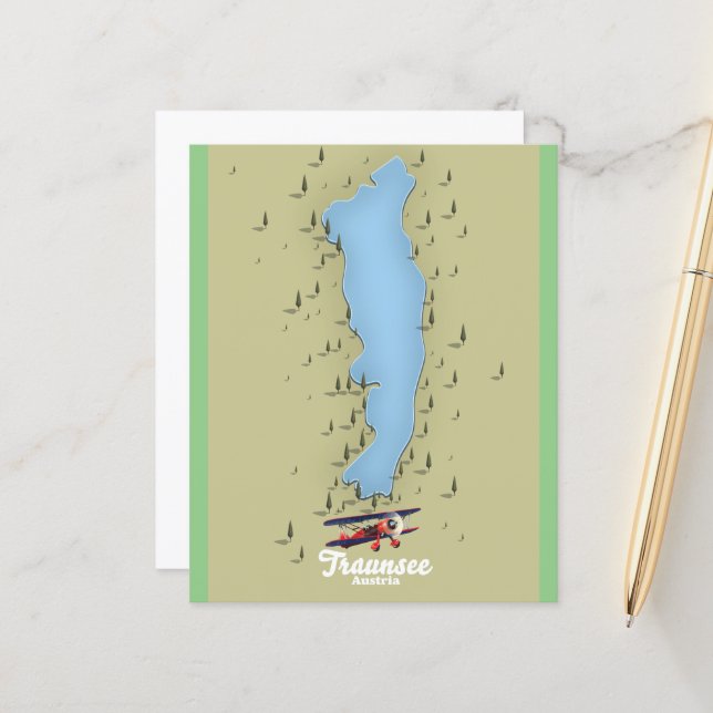 Traunsee Austrian lake map Poster (Front/Back In Situ)