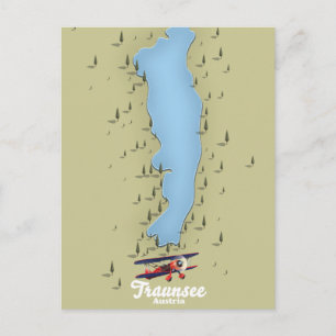 Traunsee Austrian lake map Poster Postcard