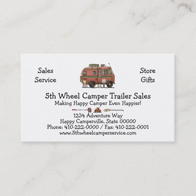 Travco Motor Home Camper RV Business Card (Front)