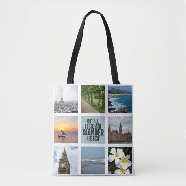 Travel | 8 Photo Collage Personalised Tote Bag (Front)
