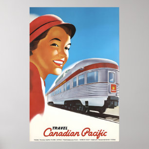 Travel Across Canada by Rail 1948 Vintage Style Poster