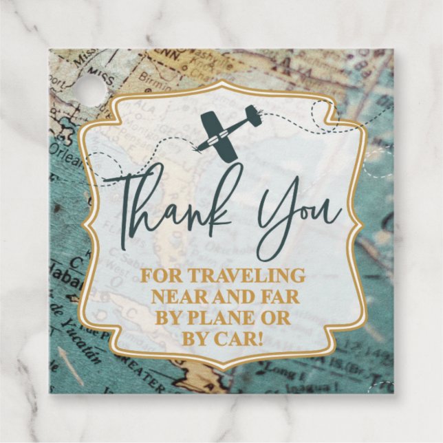 Travel Adventure Aeroplane Thank you Tag (Front)