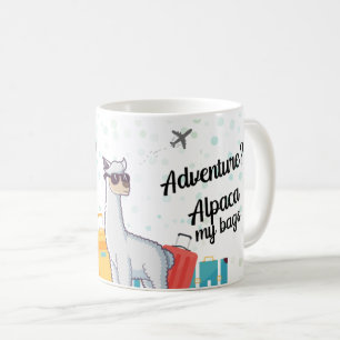 Travel Adventure Awaits Funny Alpaca Coffee Mug