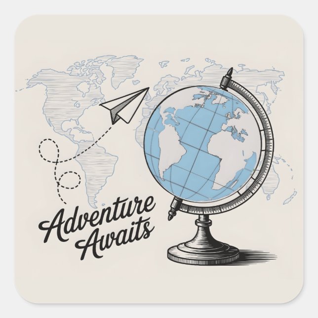 Travel Adventure Awaits Square Sticker (Front)