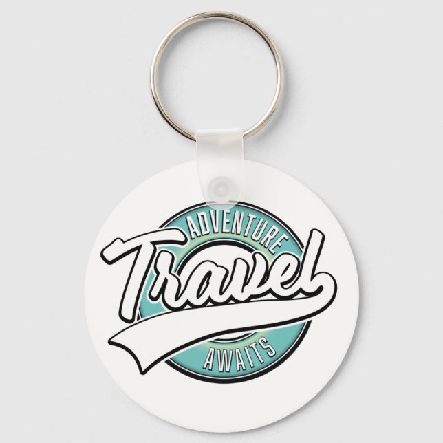 Travel Adventure Awaits vintage logo Key Ring (Front)
