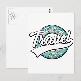 Travel Adventure Awaits vintage logo Postcard