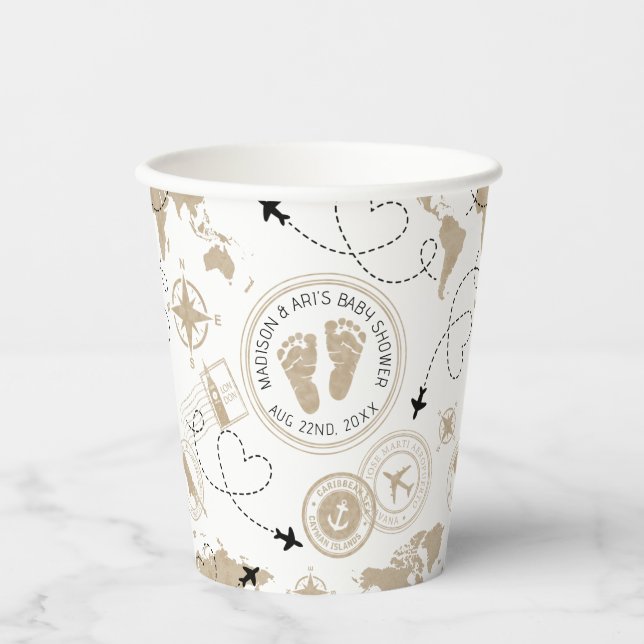 Travel Adventure Baby Shower Paper Cups (Front)