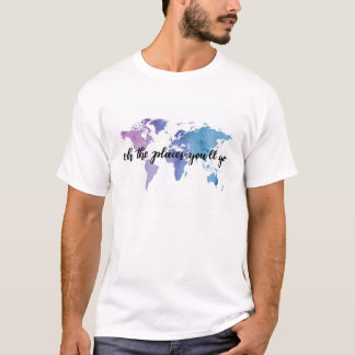 Travel adventure explorer hike world map t-shirt