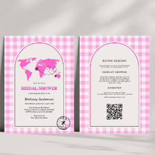 Travel Adventure Gingham Bridal Shower QR Code Invitation