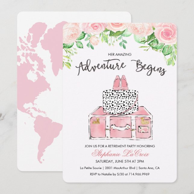 Travel Adventure Retirement Invitation (Front/Back)