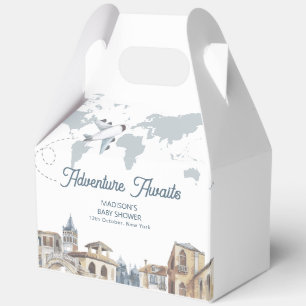 Travel Adventure World Map Airplane Baby Shower  Favour Box