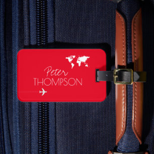Travel Adventures Personalised Elegant Red Luggage Tag