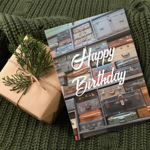 Travel Adventures, Vintage Suitcases, Birthday Card