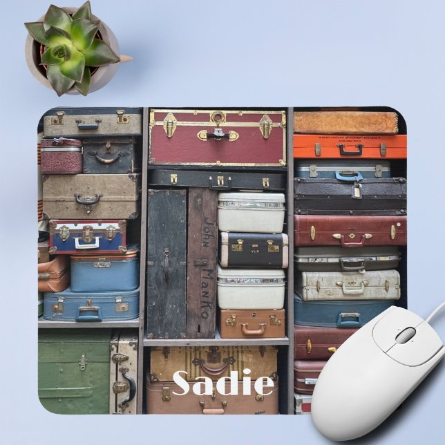 Travel Adventures, Vintage Suitcases Mouse Mat (Creator Uploaded)