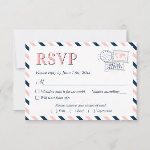 Travel Aeroplane Airline Wedding Engagement Party RSVP Card