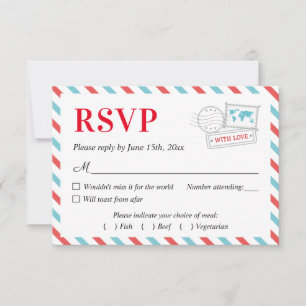 Travel Aeroplane Airline Wedding RSVP Card Postcar