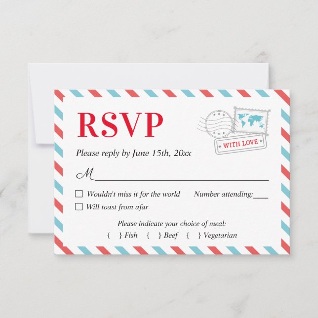 Travel Aeroplane Airline Wedding RSVP Card Postcar (Front)