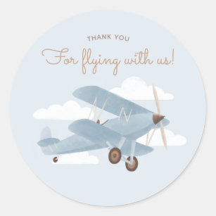 Travel Aeroplane Baby Shower Thank You Classic Round Sticker