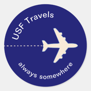 Travel Aeroplane custom blue Classic Round Sticker