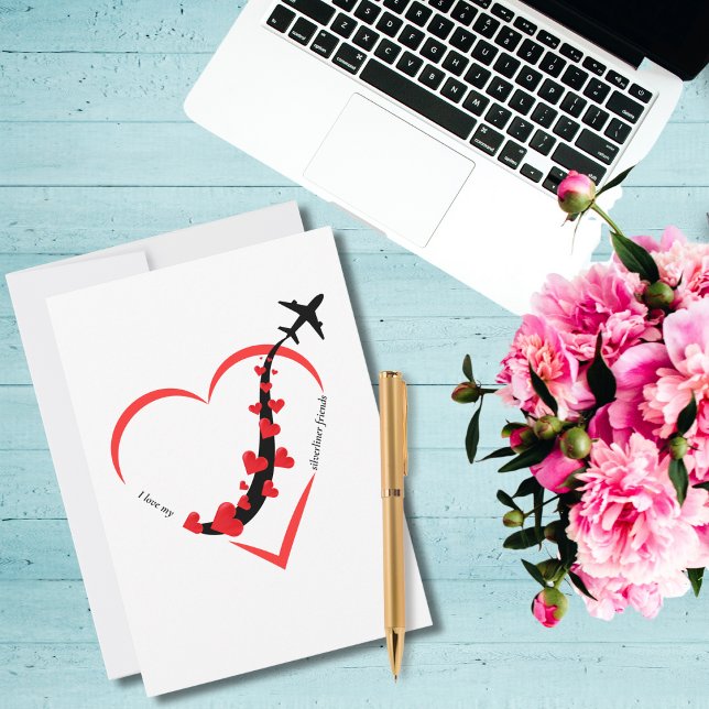 Travel Aeroplane Heart I Love My Silverliner Frien Holiday Card (Creator Uploaded)