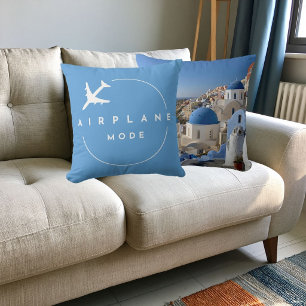 Travel Aeroplane Mode Modern Blue Custom Photo Cushion