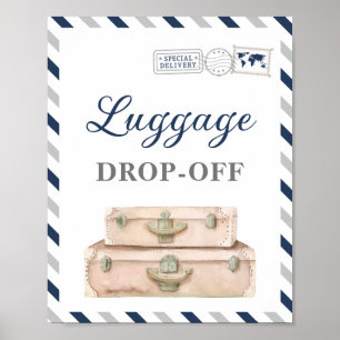 Travel Aeroplane Party Luggage Drop-off Gift Table Poster