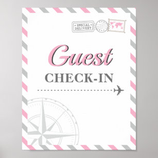 Travel Aeroplane Party Theme Guest Check-in Welcom Poster