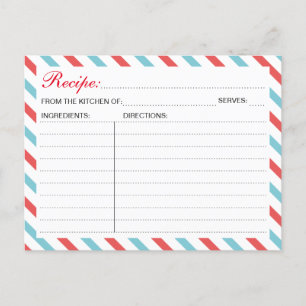 Travel Aeroplane Recipe Card, Bridal Shower Weddin Invitation Postcard