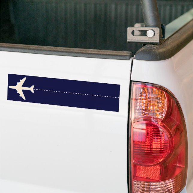 travel aeroplane with dotted line bumper sticker (On Truck)