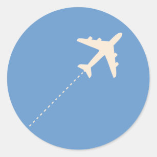 travel aeroplane with dotted line classic round sticker
