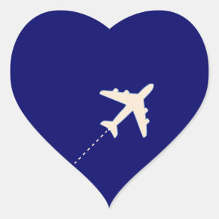 Travel Aeroplane with dotted line Heart Sticker
