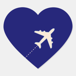Travel Aeroplane with dotted line Heart Sticker