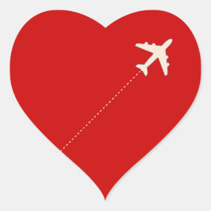 travel aeroplane with dotted line heart sticker