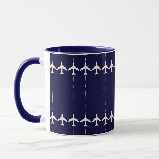 travel aeroplane with dotted line mug (Left)