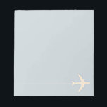 Travel aeroplane with dotted line notepad<br><div class="desc">A graphic image of a white aeroplane with a straight dotted line ( flight path ). You can use the 'customise it' tool if you want to change the blue background colour. A simple travel related design. A good suggestion for people who work for airlines and who travel on planes...</div>