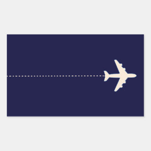 travel aeroplane with dotted line rectangular sticker