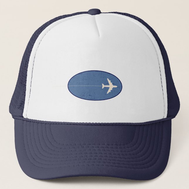 travel aeroplane with dotted line trucker hat (Front)