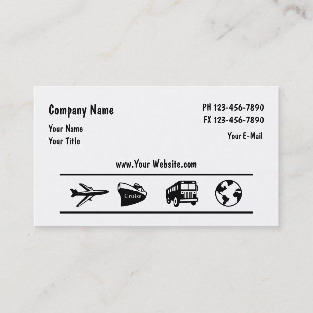 Travel Agency Agent Design Business Card (Front)