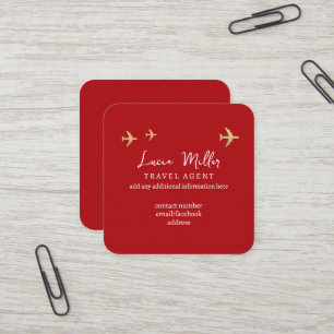 Travel agency consultant red-hot square business card