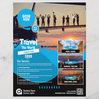 Travel Agency Flyer Blue Template