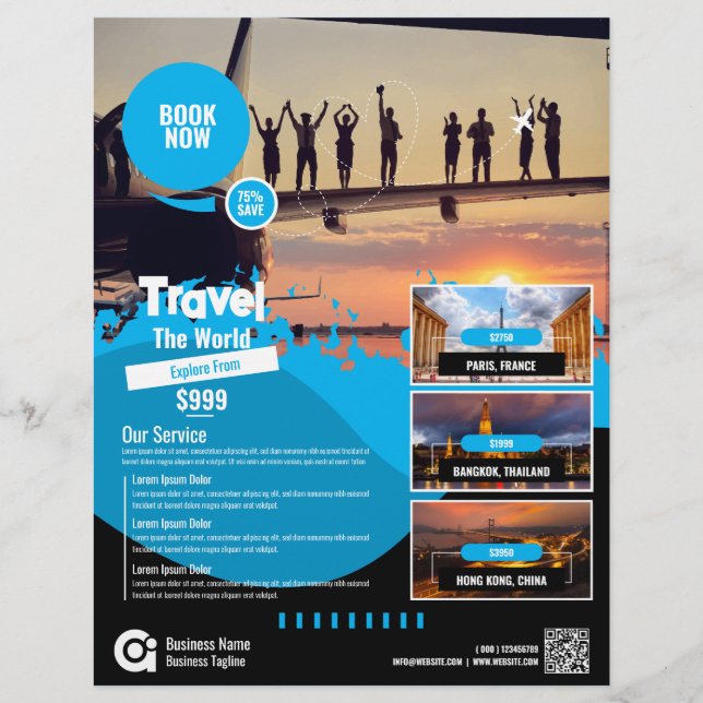 Travel Agency Flyer Blue Template (Front)