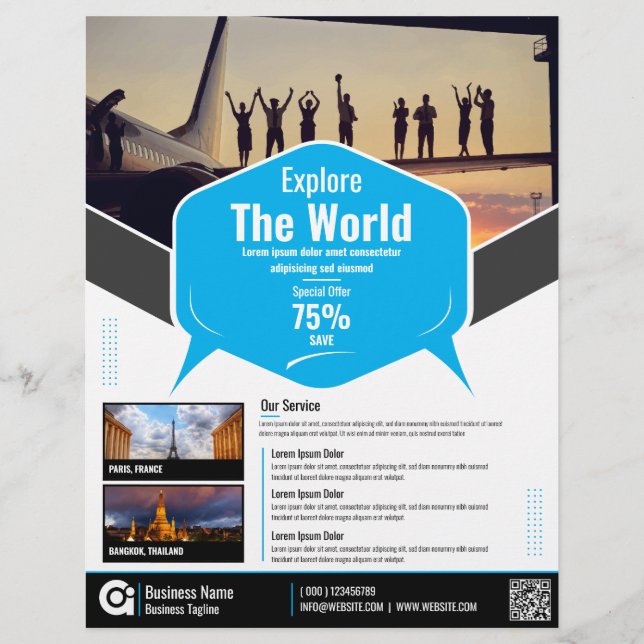 Travel Agency Flyer Blue Template (Front)
